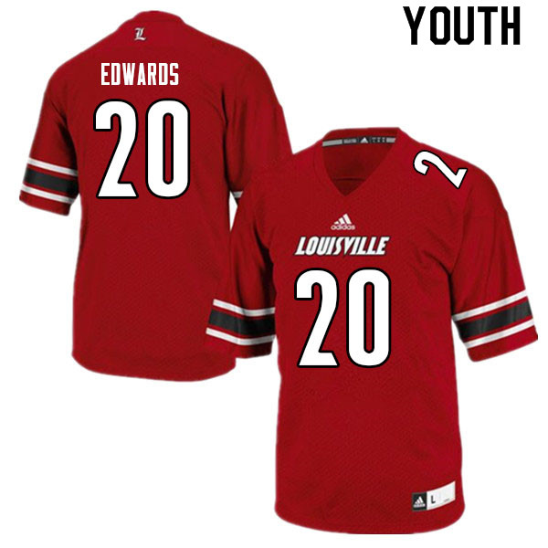 Youth #20 Derrick Edwards Louisville Cardinals College Football Jerseys Sale-Red - Click Image to Close